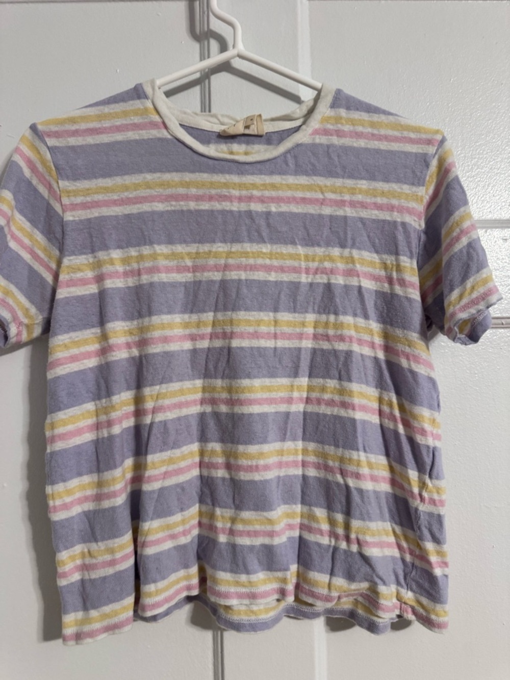 Sezane Lavender Striped Short Sleeve Tee